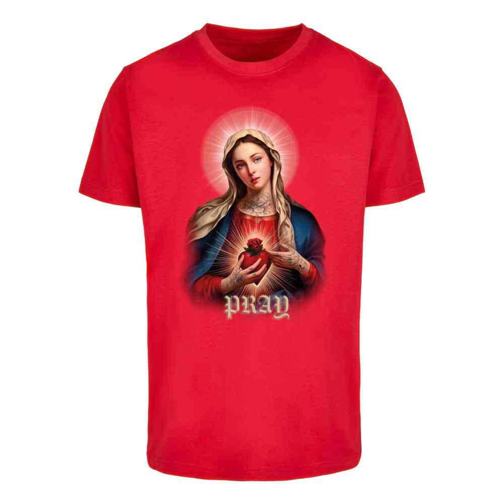 Mister Tee - Praying Mary Mens Tshirt - Red